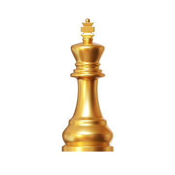 3d gold chess piece king or queen on isolated background. Chess Strategy for Business Leadership and Team Success Concepts. 3d rendering illustration..
