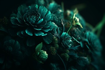 Stunning green floral abstract design. Generative AI
