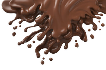 chocolate splash and pouring,isolated on white background, Include clipping path. 3d illustration.