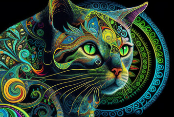 Abstract colorful cat