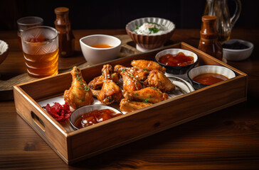 fried chicken wings on a tray