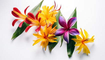 Obraz premium Pretty colorful flowers white background