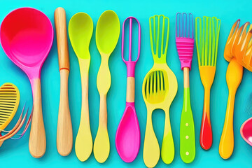 Colorful kitchen utensils
