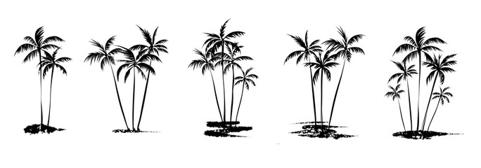 Palm trees. Textured ink brush drawing - 595278777