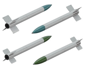 3d render illustration of a aircraft rockets set