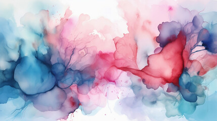 Abstrakter Aquarellillustrationshintergrund mit schöner blasser Abstufung von Rosa und Hellblau