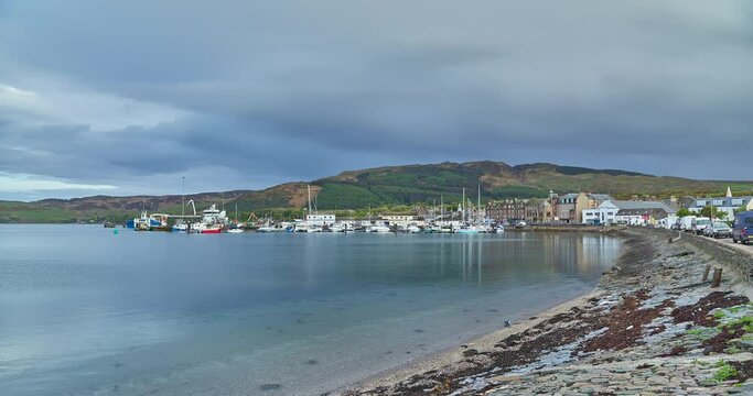 Time lapse of the town of Campbeltown, Kintyre peninsula, Kintyre, Scotland, United Kingdom