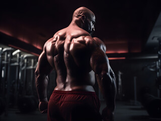 Plakat Muscular Man Posing in Gym | Generative AI