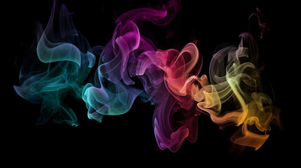 Fototapeta premium Colorful Smoke on Black Background - Desktop Wallpaper, generative AI