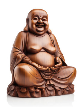 Happy wooden Buddha