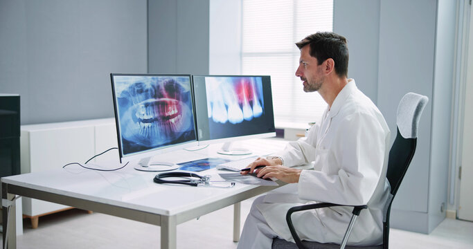 Radiologist Dentist Using X Ray Software
