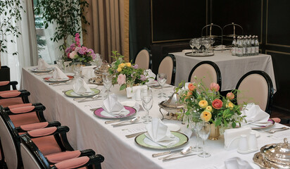 Vintage tableware large Set table with flowers