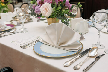 Vintage tableware large Set table with flowers