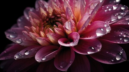 close-up shot of a Dahlia flower with water drops on petals
