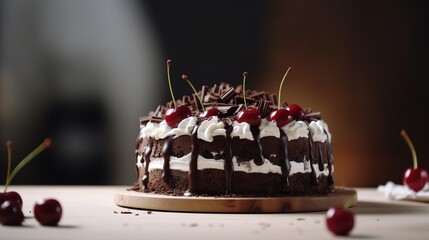 Black Forest Cake on dark background