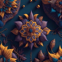 Abstract Floral Ornament Background, Generative AI