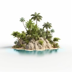 tropical island on white background