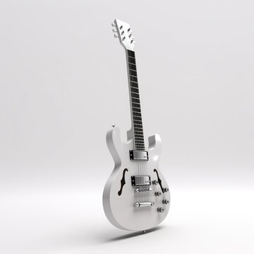 white guitar isolated on white background