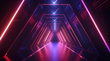 triangular tunnel illuminated with ultraviolet light