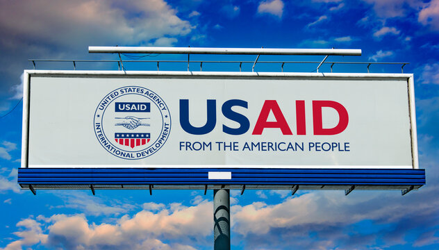 Billboard displaying logo of the USAID