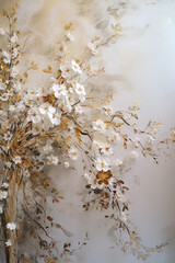 toile de fond texturée avec beaucoup de petites fleurs éthérées, style de peinture florale chinoise - 595282940
