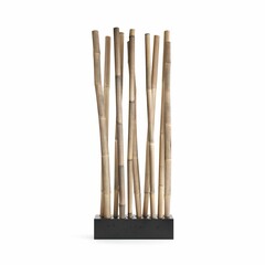 3D rendering of a base with a pile of bamboo sticks atop it against a white background.