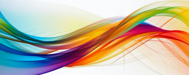 Vivid color swirl abstract background. White background. Thin layers of color. Generative AI.