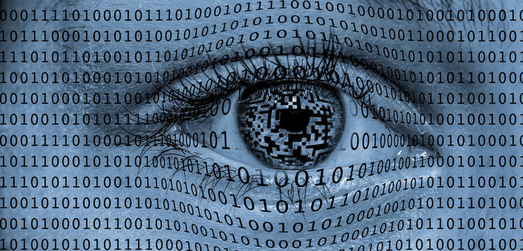 Auge mit digitalem QT-Code isoliert