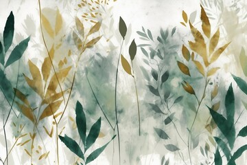 Beautiful minimalistic plant nature wallpaper background of blue, green leaves. Generative AI