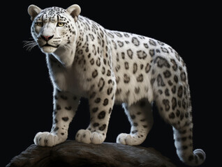 Fototapeta na wymiar Snow leopard Irbis - Black background