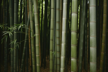 Green bamboo background. AI generated image.