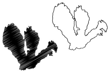 Lake Laguna (Republic of the Philippines) map vector illustration, scribble sketch Laguna de Bay or Lawa ng Bay map © danlersk