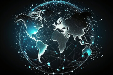 Fototapeta na wymiar Global network connection - Illustration - World map point and line composition - concept of global