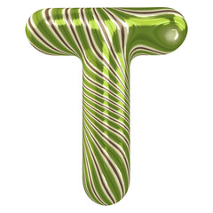 3d font letter T green