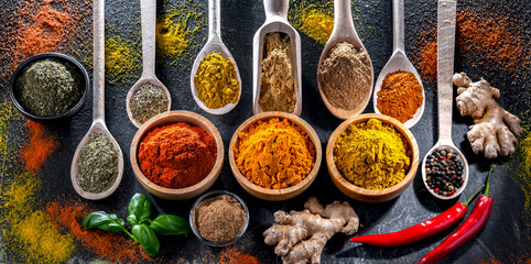Composition with assortment of spices and herbs