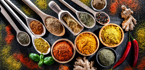Composition with assortment of spices and herbs