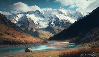 Beautiful landscape svaneti mountain hills valley AI Generated
