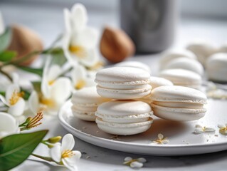 Obraz na płótnie Canvas Homemade sweet Vanilla macarons. Generative AI