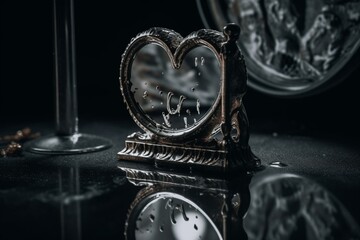 Love symbol on moist mirror. Generative AI