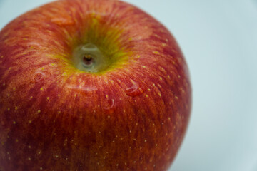 close up of fresh red apple with a copy space area