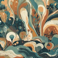 A captivating, seamless pattern composed of various abstract organic shapes and textures, evoking a sense of fluidity and movement. - Generative AI, Generative, KI