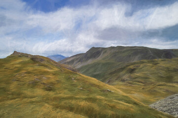 Obraz premium Digital painting of Cwmorthin Slate Quarry at Blaenau Ffestiniog