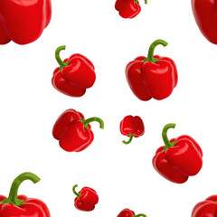 Seamless pattern, fresh bell pepper on a white background, isolated.
