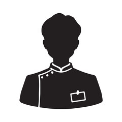 ケーシーを着た医療従事者の男背シルエットイラスト　黒