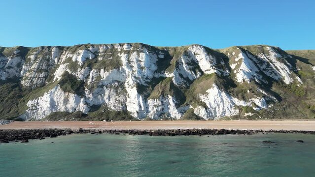 Aerial view of the scenic Samphire Hoe near Dover in Kent on a sunny day