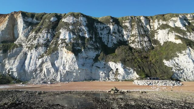 Aerial view of the scenic Samphire Hoe near Dover in Kent on a sunny day