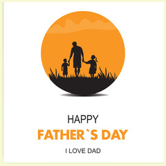 Happy Father's Day with Silhouette at sunset son is riding his father's neck at Mountain peaks in the evening time vector and illustration design