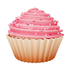 3D Cupcake with Pink Frosting and Sprinkles