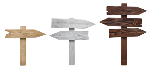 Set of wooden arrow signs, cut out