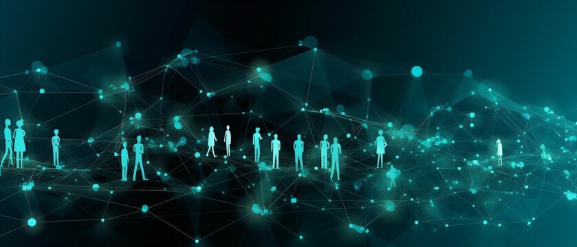 r&eacute;seau et connexions entre les personnes, illustration graphique sur l'interconnaissance, ia g&eacute;n&eacute;rative